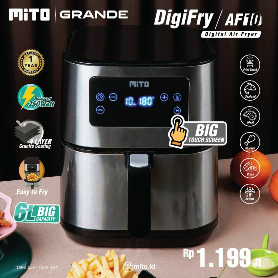 MITO AF10 Air Fryer Kapasitas besar 10 Liter BIG Capacity | Digital