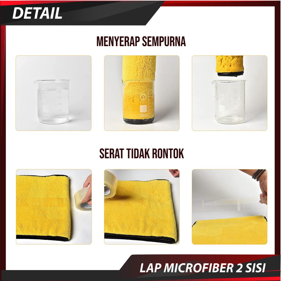 LAP MOBIL Kain Microfiber Tebal 600 GSM Premium Lembut Kain Serbaguna Lap Dapur Cuci Piring