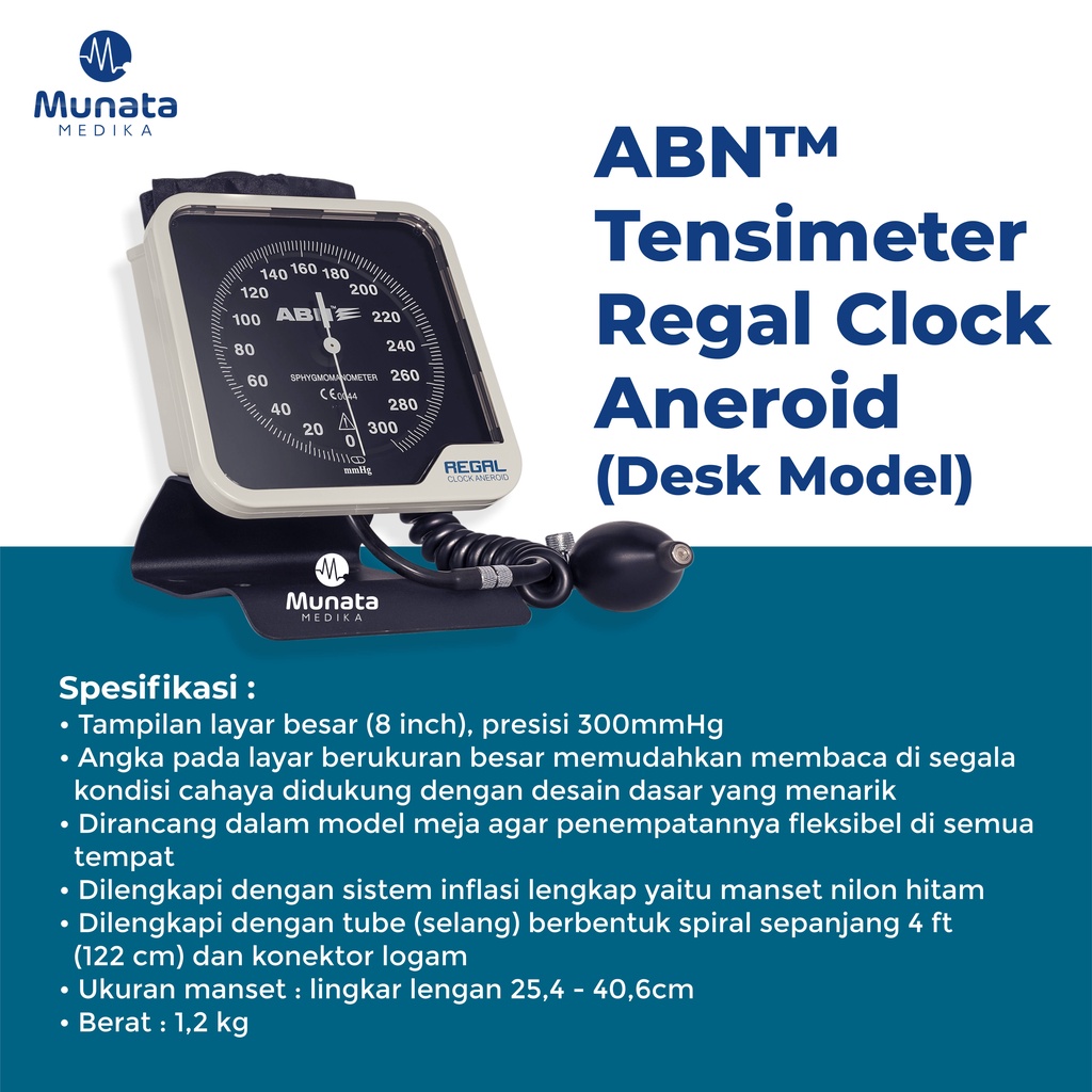 Tensimeter ABN Regal Clock Aneroid Model Deskop atau Model Wall