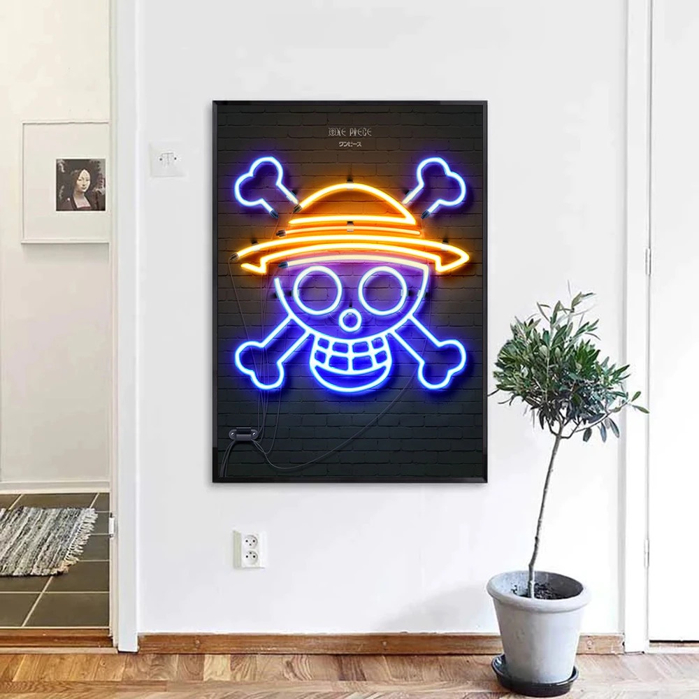 Bisa Kustom One piece logo Neon led Custom Wall decor anime