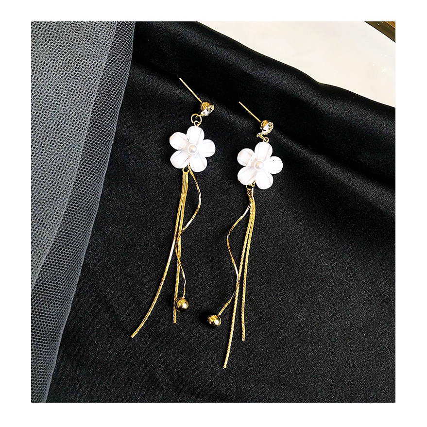 Anting Tusuk Gantung Temperament Bahan Sterling Silver 925 Desain Bunga Gaya Koreamusim Panas Untuk Wanita