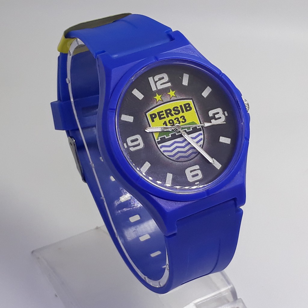 {JOS} JAM PERSIB TALI BIRU SPORTY DAN COOL BONUS KOTAK DAN BATREI