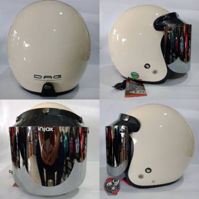 Helm Bogo DAG Cream kaca flat cembung