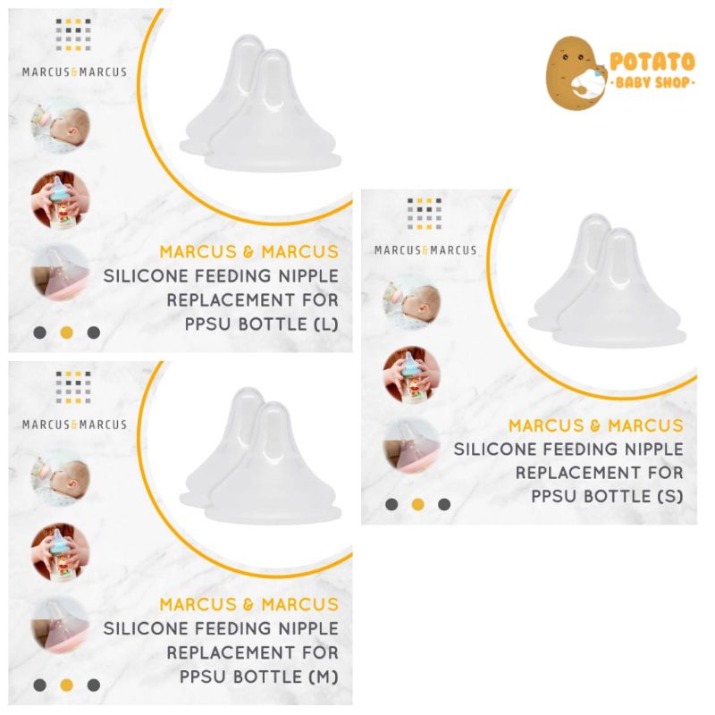 Marcus &amp; Marcus Silicone Feeding Nipple Replacement for PPSU Bottle - Nipple Botol Susu