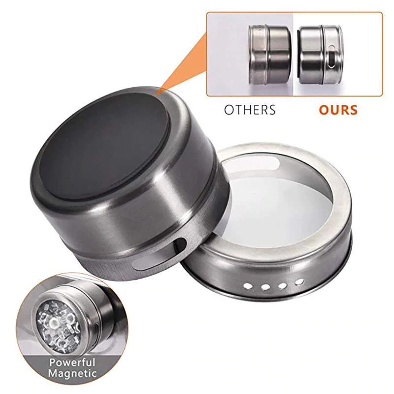 Tempat Bumbu Makanan Magnetic Spice Jar Storage Container - Silver