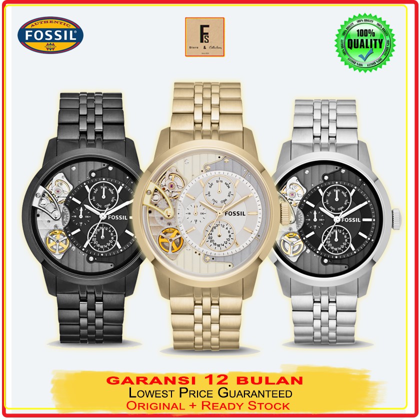 Jam Tangan Pria Branded Fossil Twist Townsman Multifunction Stainless Steel 44mm + Tin Box Original