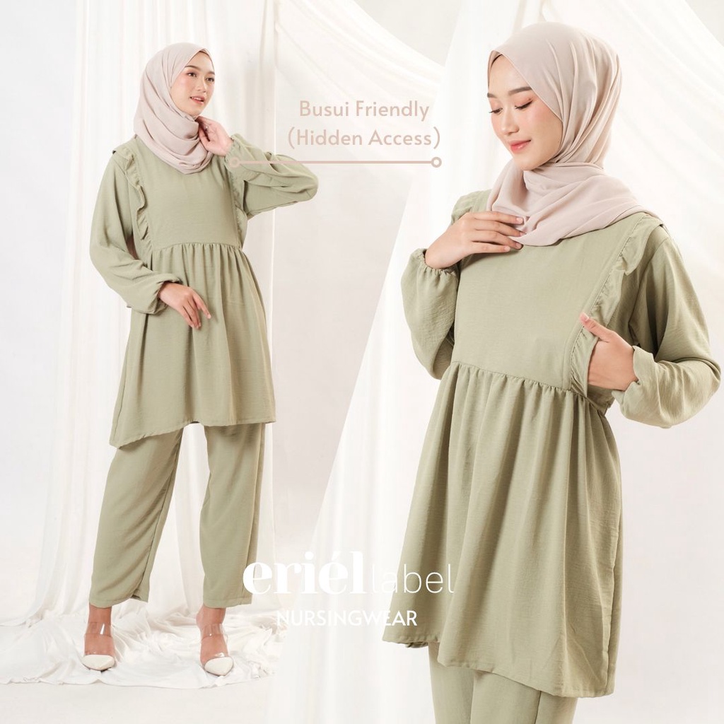 YUKA - One Set 2in1 Menyusui Bukaan Samping Kanan Kiri Double Akses Setelan Hamil Busui Friendly Nursingwear