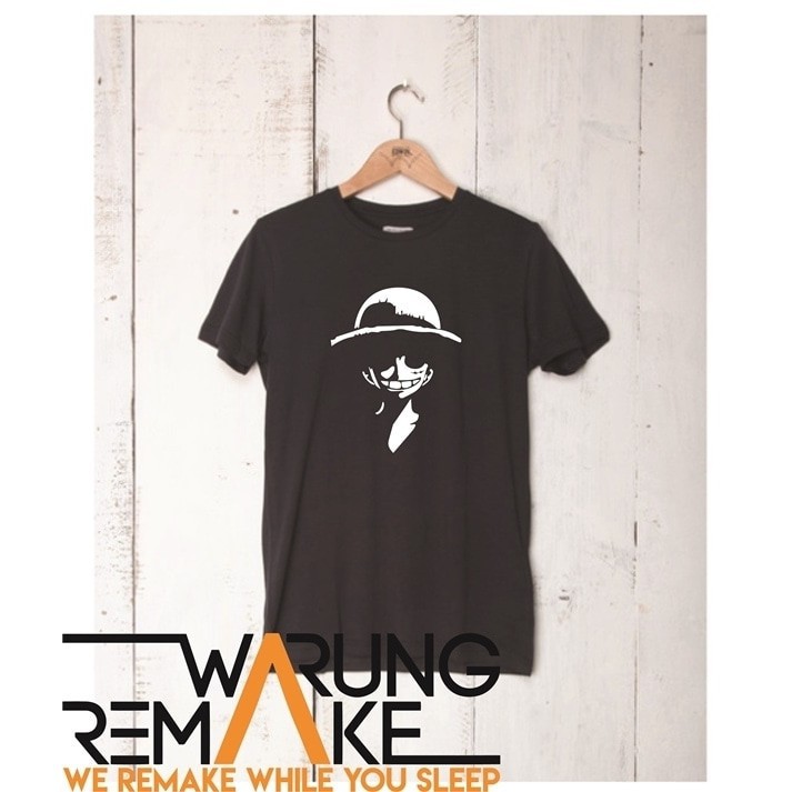 (TERBARU!!) Kaos Tshirt Baju Obral Murah Combed 30S Distro One Piece Luffy Straw Hat Smile Anime