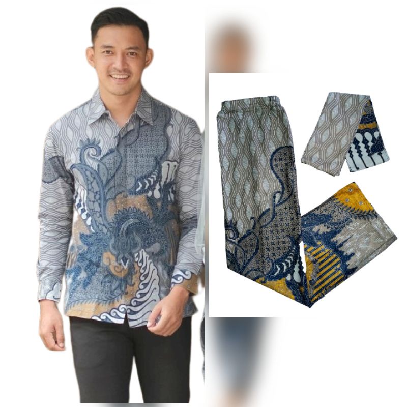 Batik SET [KEMEJA PANJANG +ROK +SELENDANG] JIHAN JERUJI || SETELAN BATIK MAYRA, ROK BATIK LASKITA