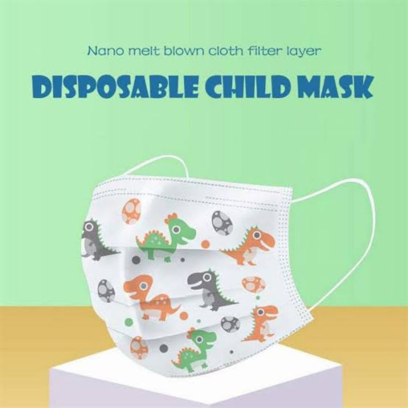 MASKER ANAK KARAKTER 3 PLY / MASKER DUCKBILL ANAK CHILD MASK (1 pak isi 10pc)