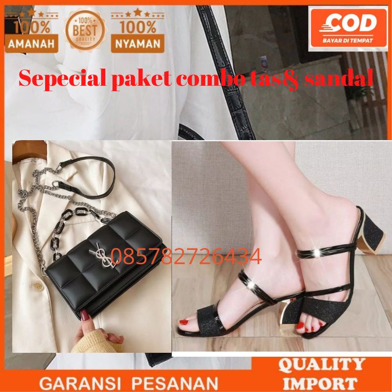 [[ free dus box ]] paket combo Tas &amp;sandal wedges wanita realpic