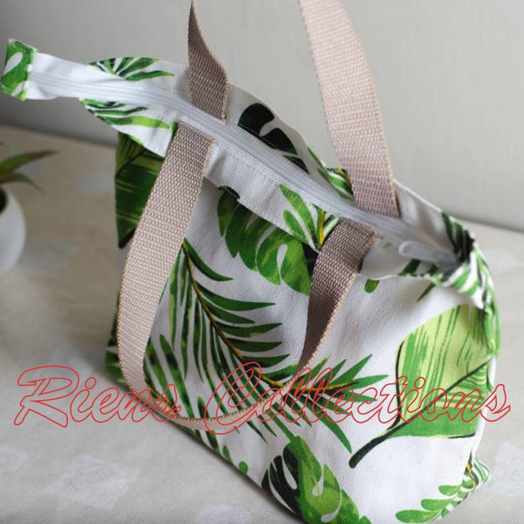 HANDBAG BESAR KANVAS MOTIF FLORAL HIJAU. RIENS COLLECTIONS