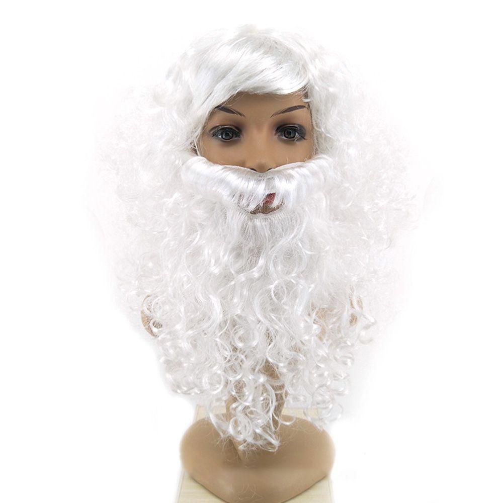 R-flower Santa Wig Masquerade Rambut Pendek Full Wig Rambut Palsu Jenggot