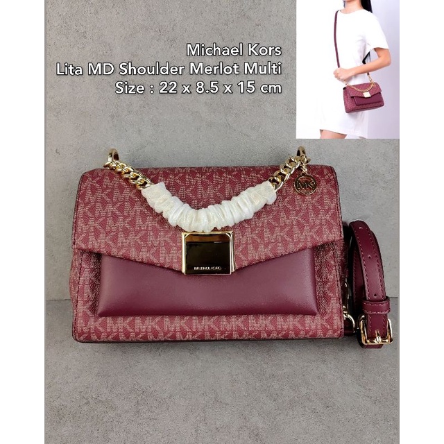 MK Lita Medium Shoulder Merlot Multi