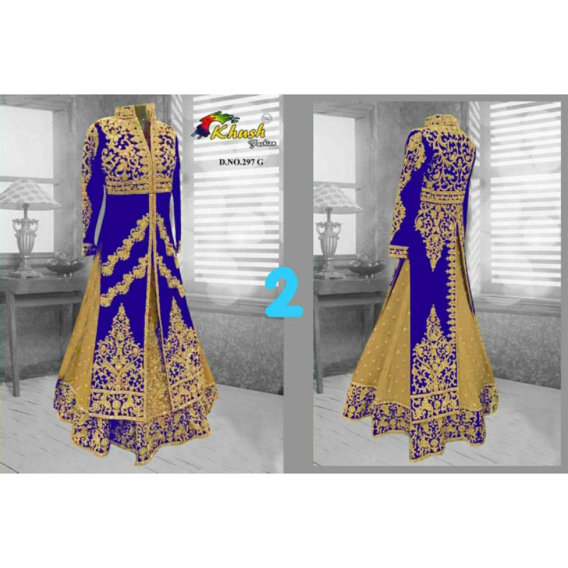 Lehenga Mastani Anarkali Velved Bludru Pengantin India Lengha MUA Bridal