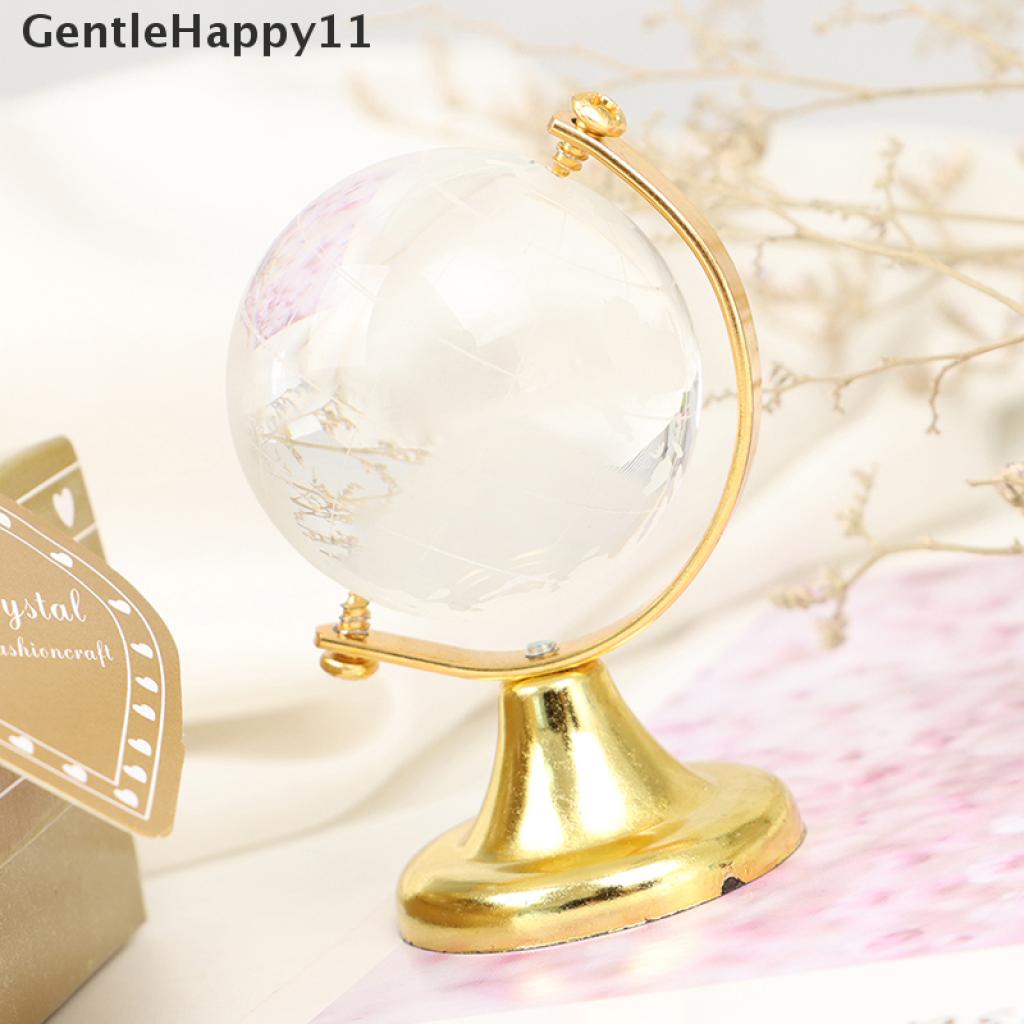 Gentlehappy Pajangan Bola Dunia Kristal Warna Emas Dengan Stand Holder Untuk Hadiah Ulang Tahun