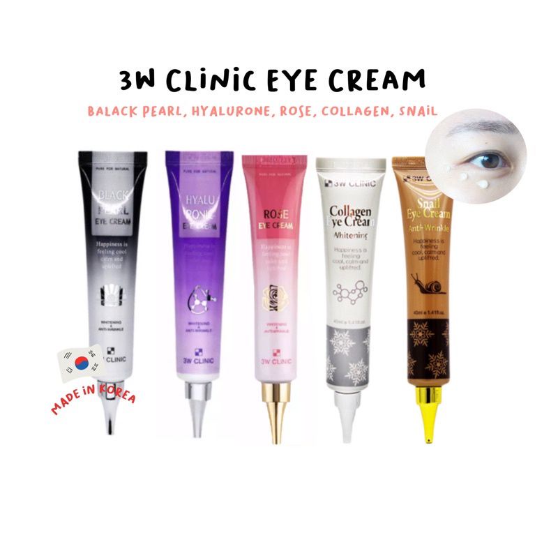 3w clinic eye cream snail, collagen eye cream, honey eye cream, rose eye cream dan black pearl eye c