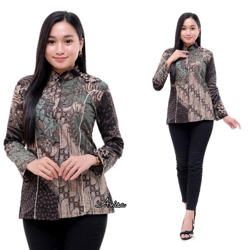 tey-17 Batik wanita ASJ SA HRB026 Kenongo Kemeja Tosca Pendek-Blus anisa 4