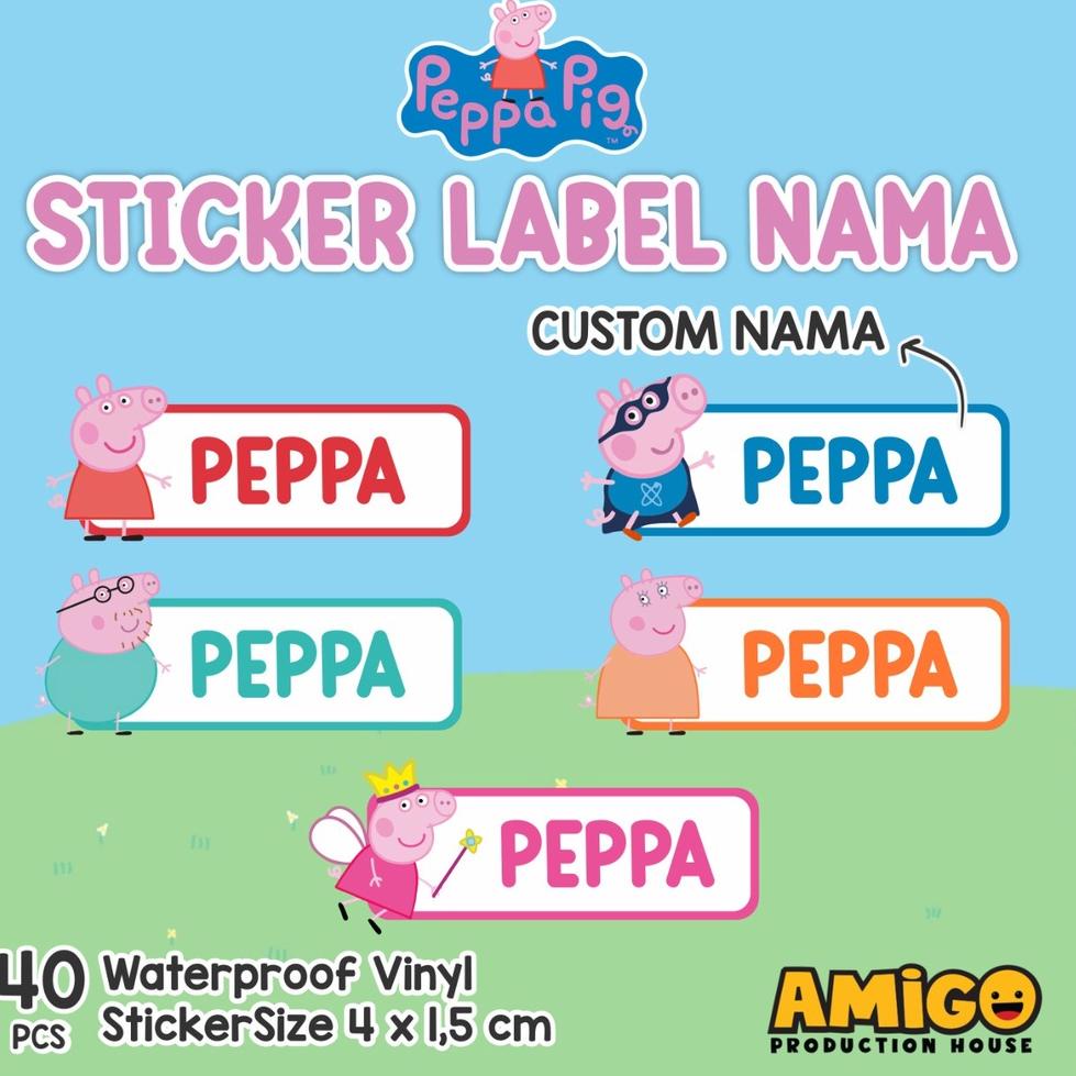 

(D-UOI (♥☞ Stiker Label Nama Anak Disney Duffy Peppa Pig Sesame Street Toy Story Roblox Super Mario Bros lucu sticker karakter sticker buku