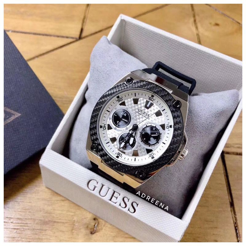 jam tangan pria guess W1049G3 strap rubber / karet black original