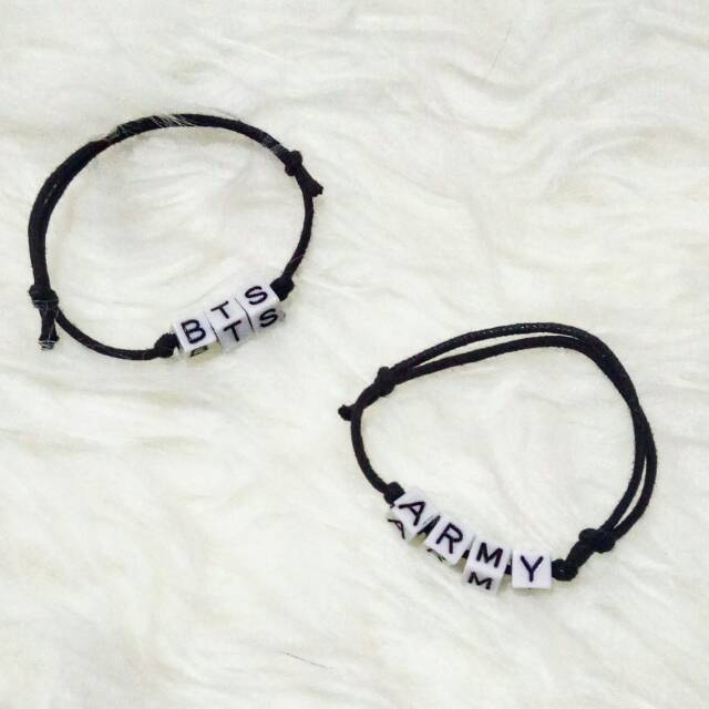 Gelang nama Monochrome Putih Custom | White Monochrome Words Bracelet Handmade