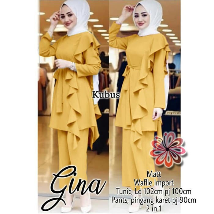 Set Gina Mustard [Gamis 0152] SGY Baju Gamis Wanita Terbaru