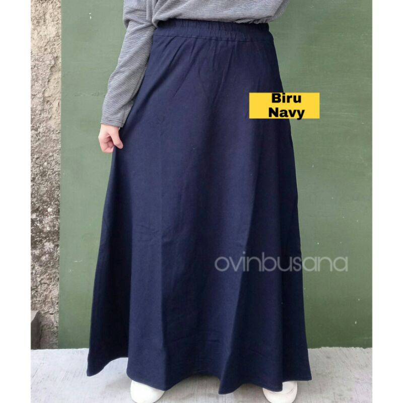 ROK DENIM KAOS POLOS / BASIC SKIRT - BAHAN PREMIUM, PANJANG, LEBAR, STRETCH / MELAR-1
