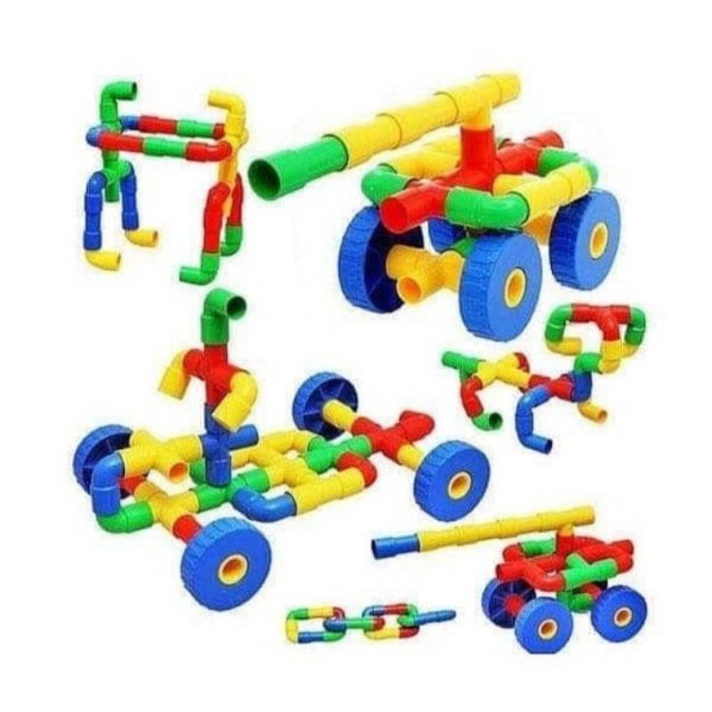 Mainan Edukasi Block Pipa DIY Pipe Puzzle COD Gratis Ongkir