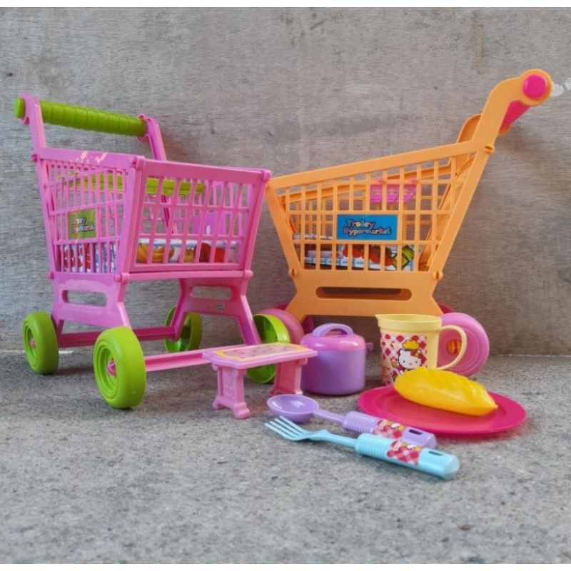 Mainan Troli Belanja Ukuran Besar - Keranjang Dorong Masak Masakan Anak Perempuan