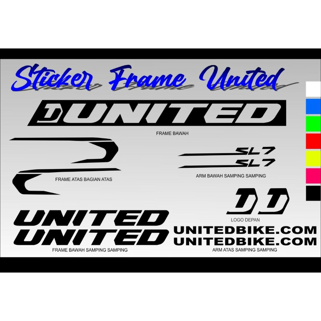 Stiker Frame Sticker Decal Sepeda united SL7 BISA CUSTOM