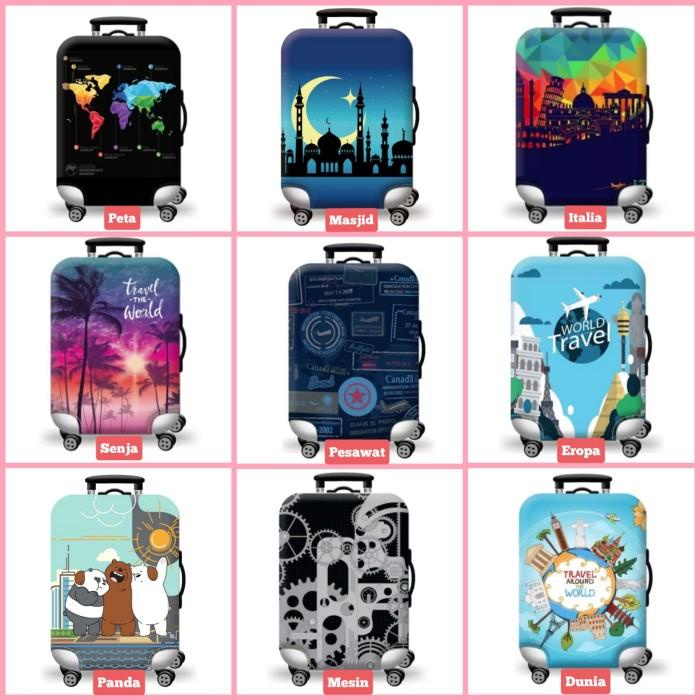 Sarung pelindung koper TRAVEL elastis motif import/Cover LUGGAGE