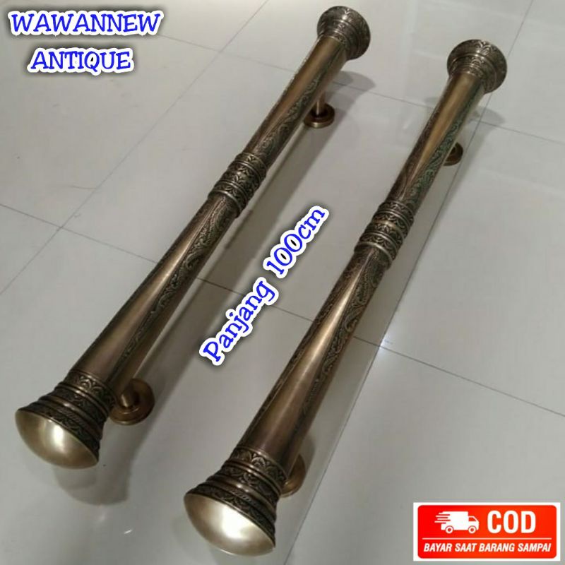 Handle Pintu / Gagang Pintu Rumah Pagar Kuningan Antik Motif Godo Ukir 100cm