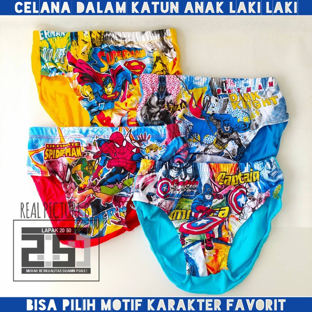 CELANA DALAM ANAK LAKI LAKI  TERMURAH 2-10 TAHUN BISA PILIH MOTIF KARAKTER KATUN SEJUK 2 3 10 12 T