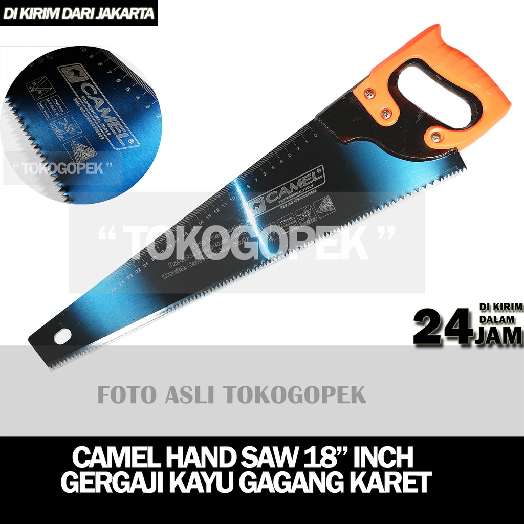 CAMEL HAND SAW 18&quot;/450MM - GERGAJI KAYU 18&quot; INCH GAGANG KARET