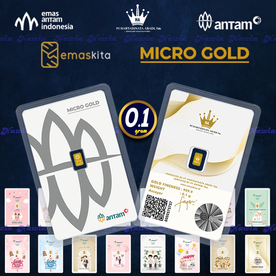 Antam 0.1 gram Micro Gold Premium Emas Murni 24 Karat Hartadinata x Antam Logam Mulia Emaskita