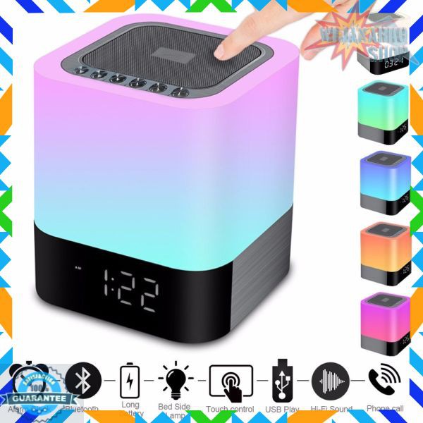 Taffware Jam Alarm Bluetooth Speaker Colorful LED Light - A35 - White