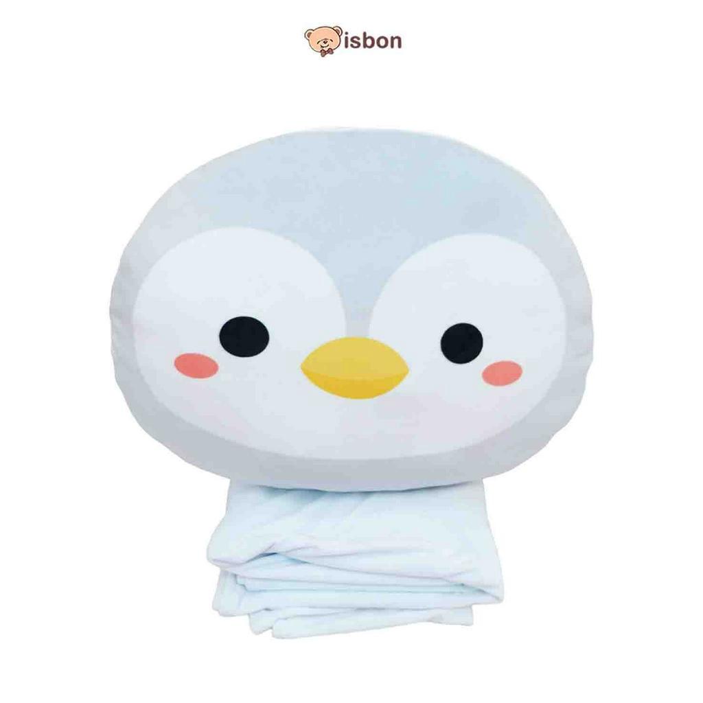ISTANA BONEKA Balmut Bantal Selimut Karakter Pinguin Sweet Dream Soft Grey Cocok Untuk Traveling Bahan Hangat dan Lembut