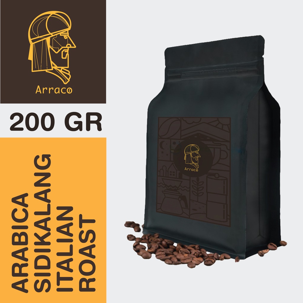 

ARRACO KOPI - Arabika Sidikalang Italian Roasted 200GR Biji / Bubuk | Full Washed - Italian Roasted