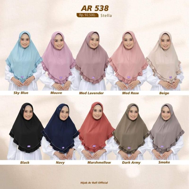Bergo hijab jilbab kerudung instan terbest terlaris terbaru 2021 Arrafi Ori 2021 AR-538 New