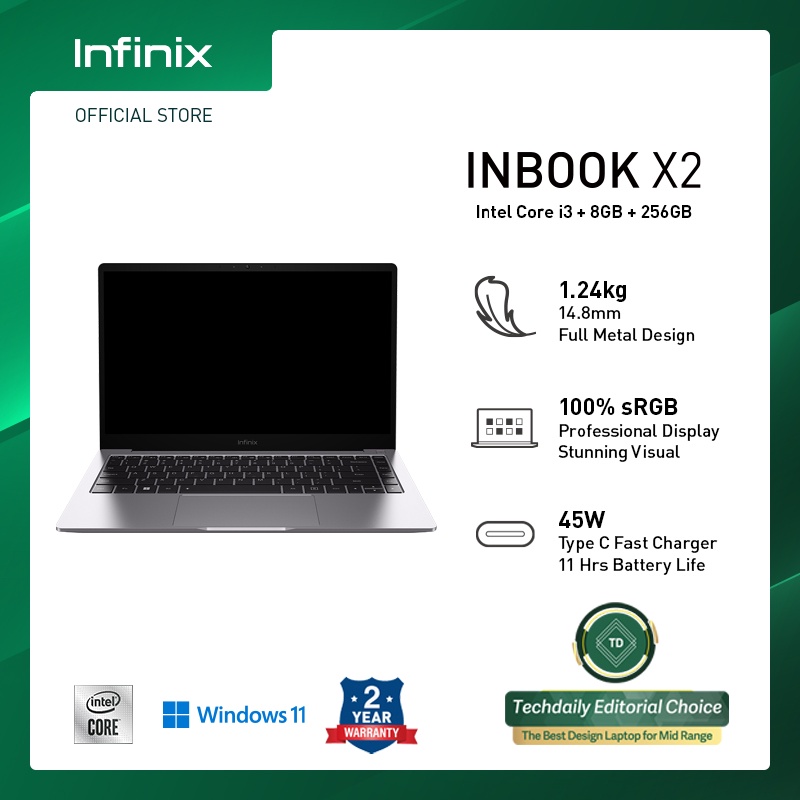 INFINIX INBOOK X2 i3-1005G1 - 8GB/256GB SSD/Intel UHD Graphics - 14