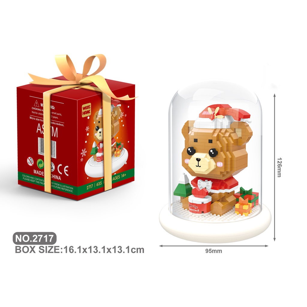 Mainan Balok Susun Seri Natal Bentuk Tumbler Santa Claus