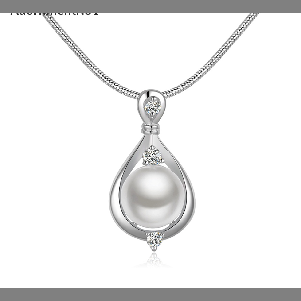 (AdornmentNo1) Kalung Rantai Lapis Silver 925 Dengan Liontin Kristal + Mutiara Untuk Wanita