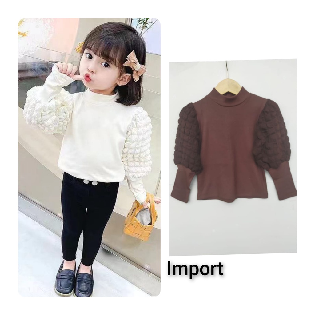 Oblong Rajut Anak Cewek Import Premium | Kaos Oblong Atasan Anak Perempuan Lengan Panjang Tangan Bal