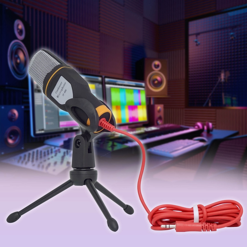 MallCasing - SF-666 Condenser Studio Mikrofon / Microfone / Microphone dengan Tripod + Mic Cover Untuk Komputer Hp Karaoke Recording