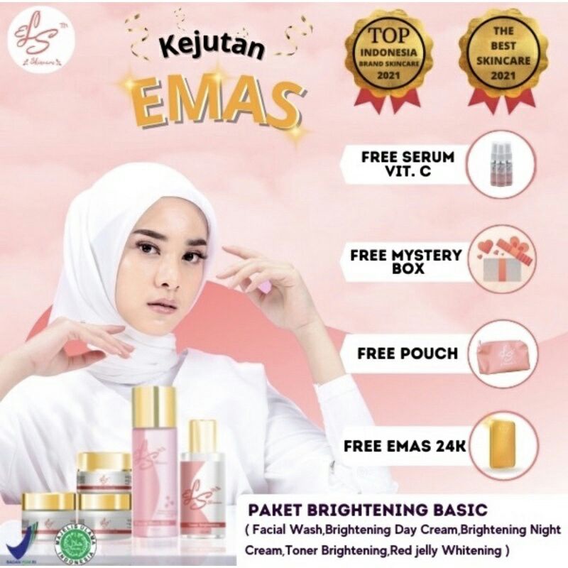 PAKET LENGKAP LS SKINCARE BPOM BASIC CREAM PEMUTIH WAJAH GLOWING KOSMETIK KRIM BRIGHTENING (ELSTM)