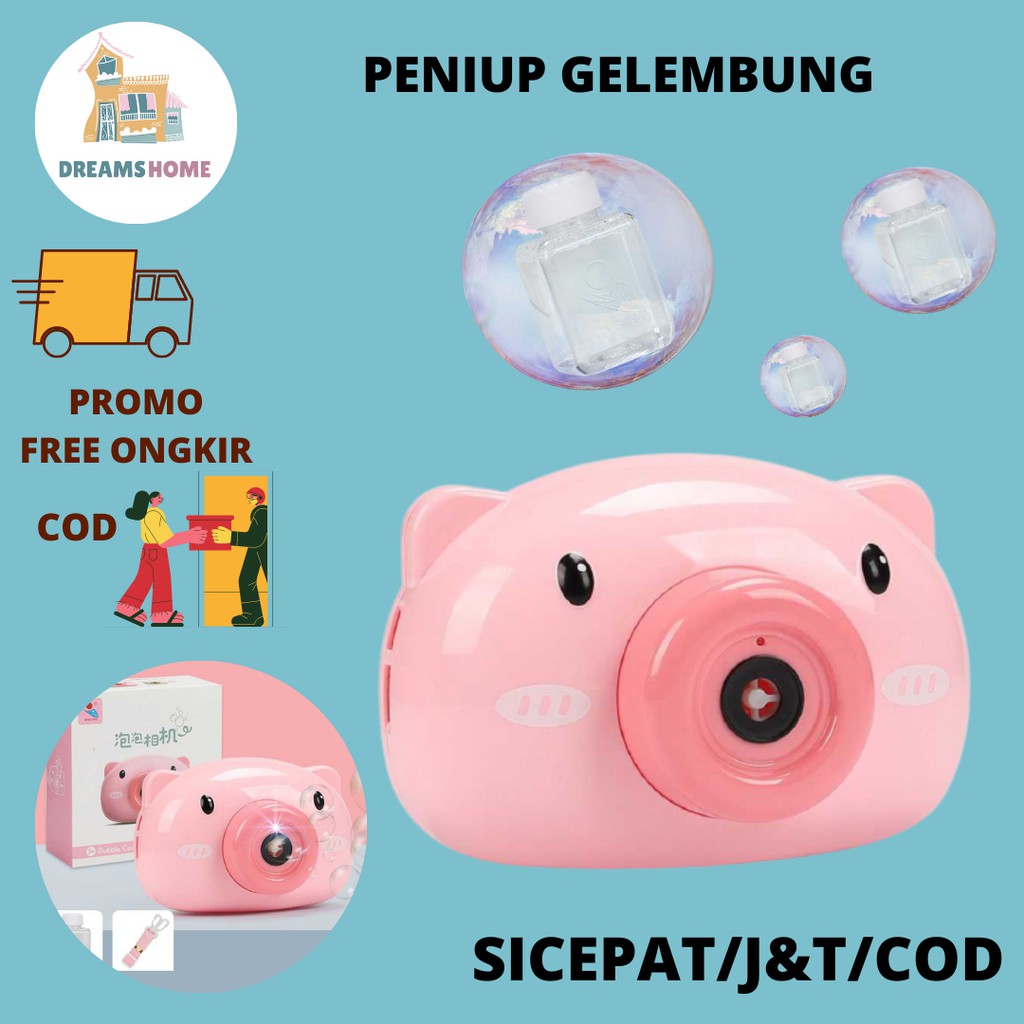 Peniup Gelembung Sabun Kamera Balon Bubble Gelembung Sabun Pig Kamera Pink