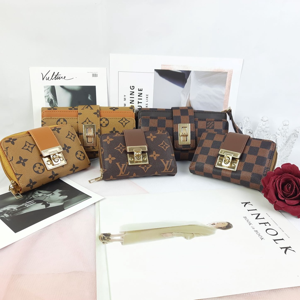 Dompet Wanita Kecil Lipat Panjang Muat HP Besar Mono Damier KD002