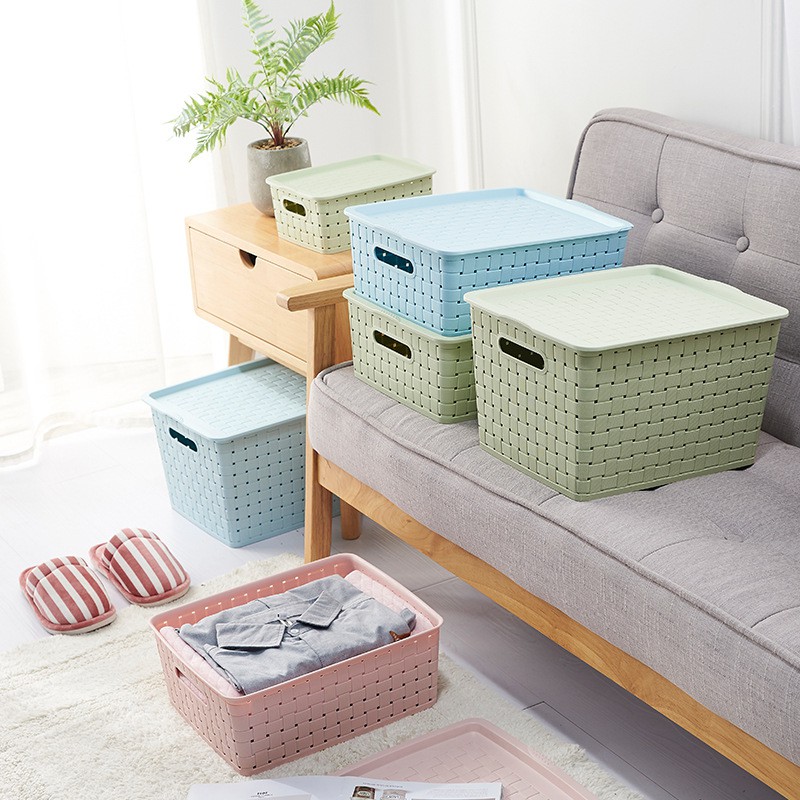 PENYIMPANAN PLASTIK MOTIF ROTAN LUGANO HAWAI KERANJANG PENYIMPANAN MAINAN SERBAGUNA