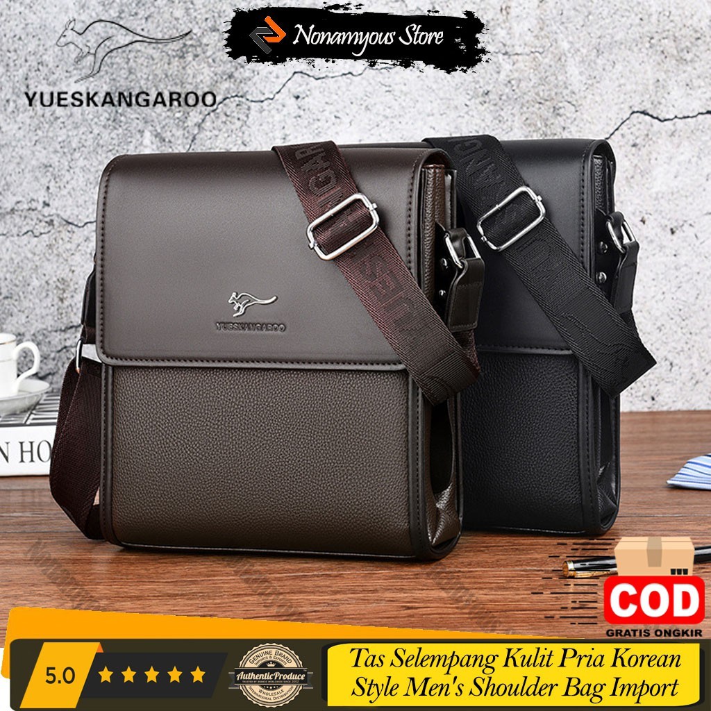 [ORIGINAL] Yueskangaroo Tas Selempang Kulit Import Pria Korean Style Men's Shoulder Messenger Bag