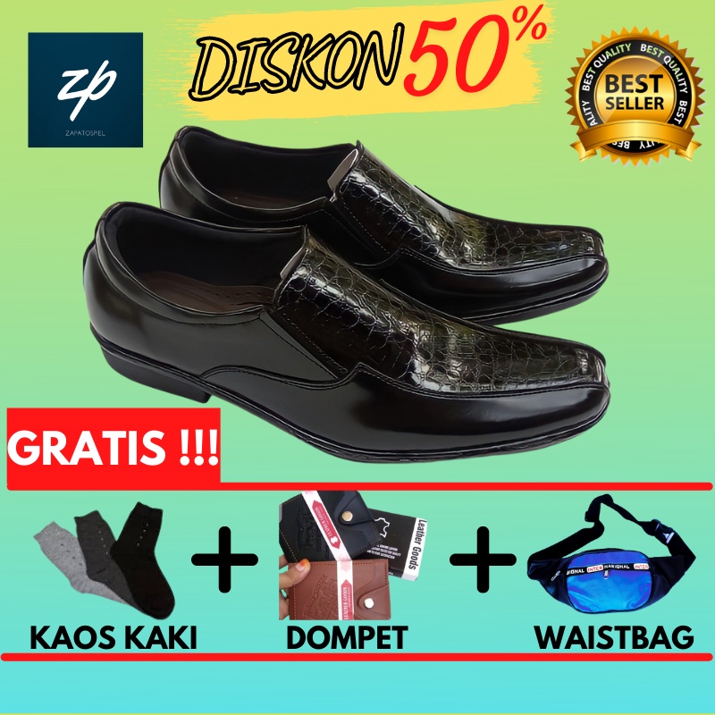 PANTOFEL HITAM PRIA SEPATU PDH SEPATU KULIT COWOK SEPATU KONDANGAN PRIA